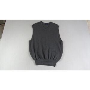 VTG Austin Reed London Sweater Vest Mens L Gray Merino Wool V Neck Golf Classic